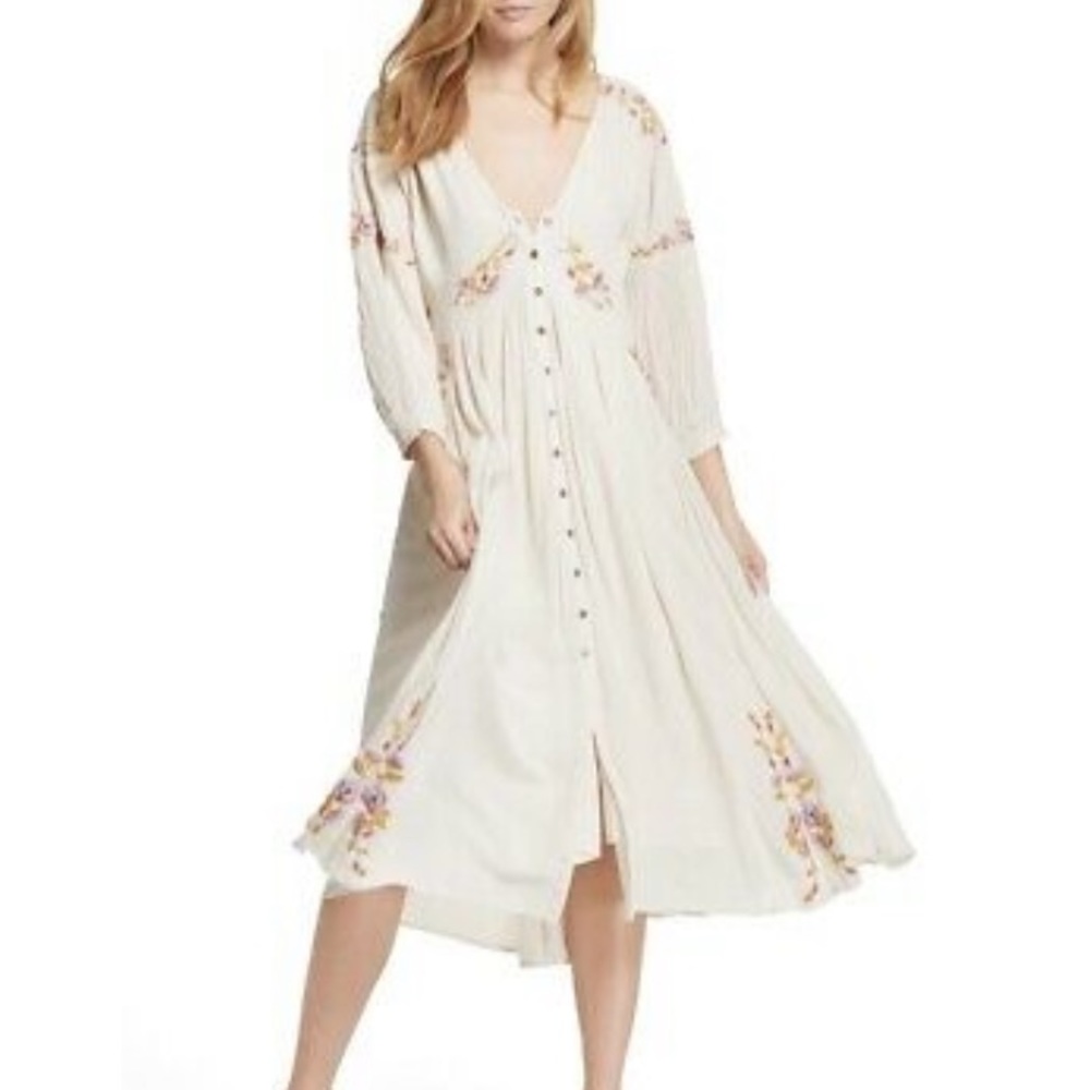 Free People Embroidered Midi Dress